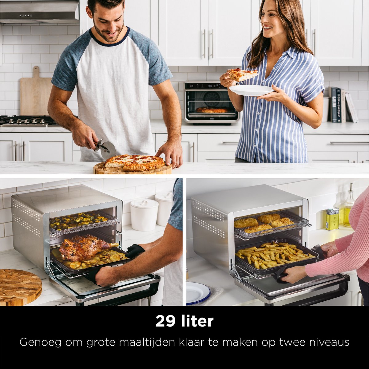 Ninja DT200EU Vrijstaande Multifunctionele Oven - 10 Kookprogramma's - 29 Liter - 2400 Watt - Zilver – foto 2