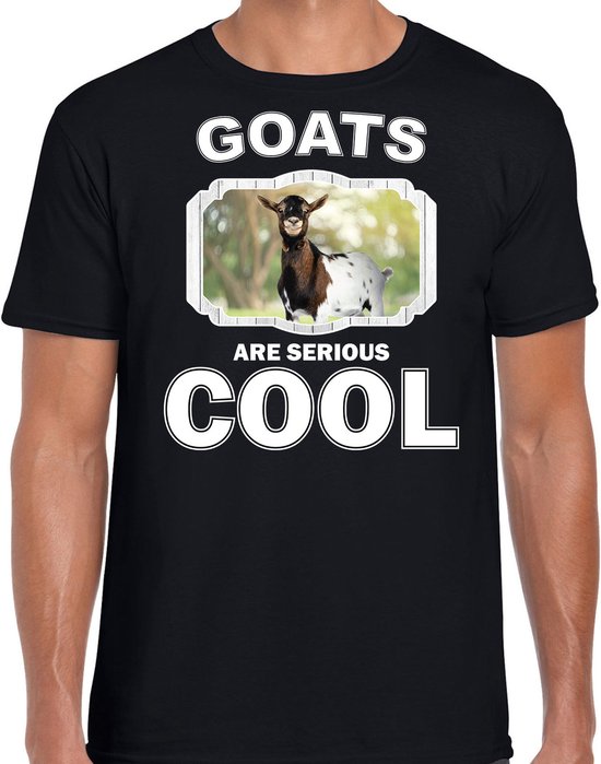 Dieren geiten t-shirt zwart heren - goats are serious cool shirt - cadeau t-shirt gevlekte geit/ geiten liefhebber S