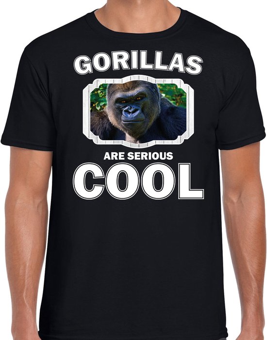 Dieren gorilla apen t-shirt zwart heren - gorillas are serious cool shirt - cadeau t-shirt stoere gorilla/ gorilla apen liefhebber L