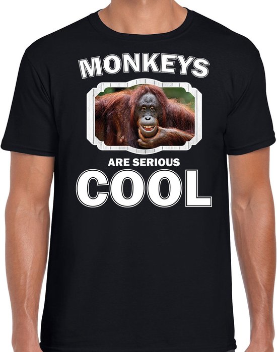 Dieren apen t-shirt zwart heren - monkeys are serious cool shirt - cadeau t-shirt gekke orangoetan / apen liefhebber XXL