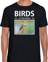 Dieren foto t-shirt Ijsvogel - zwart - heren - birds of the world - cadeau shirt IJsvogels liefhebber S