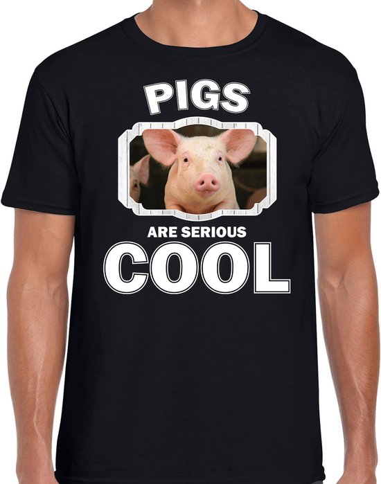 Dieren varkens t-shirt zwart heren - pigs are serious cool shirt - cadeau t-shirt varken/ varkens liefhebber XL