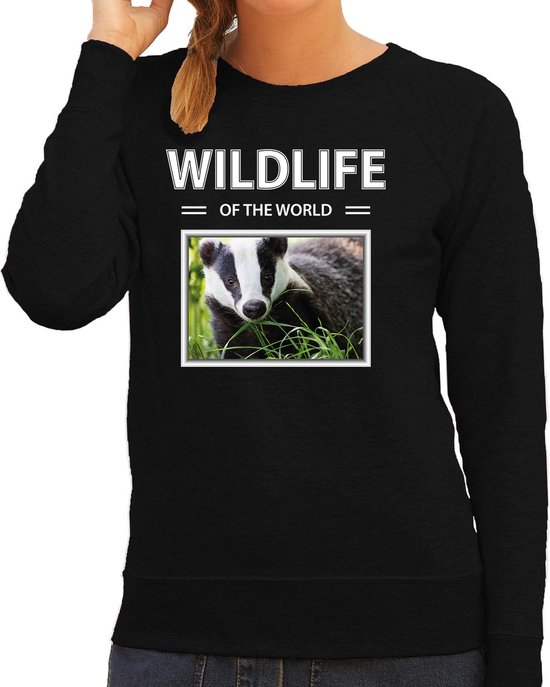 Dieren foto sweater Das - zwart - dames - wildlife of the world - cadeau trui Dassen liefhebber L