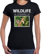 Dieren foto t-shirt giraf - zwart - dames - wildlife of the world - cadeau shirt giraffen liefhebber XXL