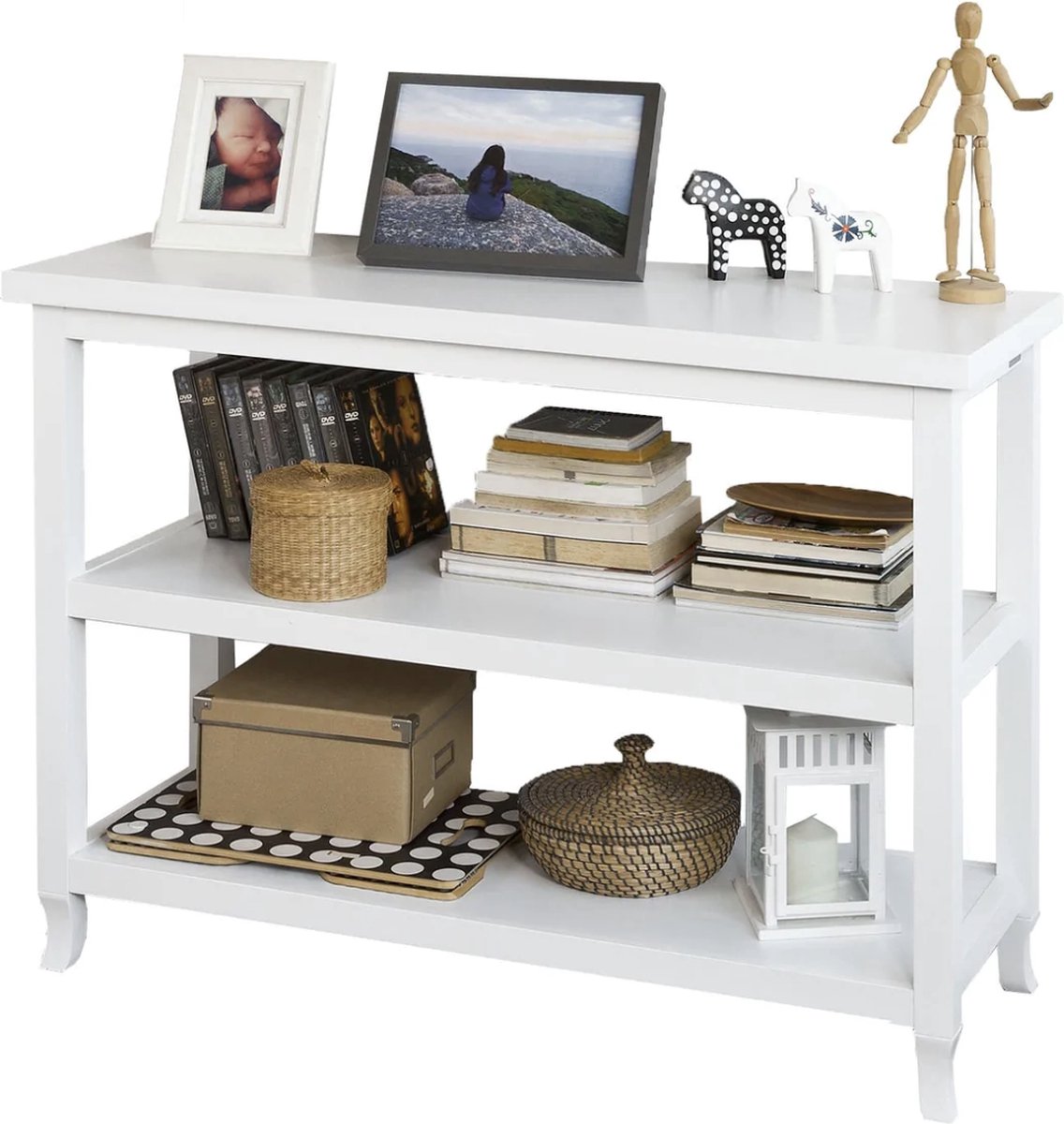 Vasagle kleine bijzettafel, nachtkastje van metaal, met x-design, 2 legplanken, industriële