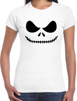 Skelet gezicht Halloween verkleed t-shirt wit voor dames M