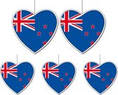 5-delige hou van Nieuw Zeeland versiering set hartjes van 14 cm en 28 cm - Landen vlaggen feestartikelen