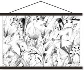 Porte-affiche avec affiche 150x100 cm - Affiche scolaire - Aquarelle - Animaux - Plantes - Garçons - Filles - Enfants - Affiche textile - Lattes noires