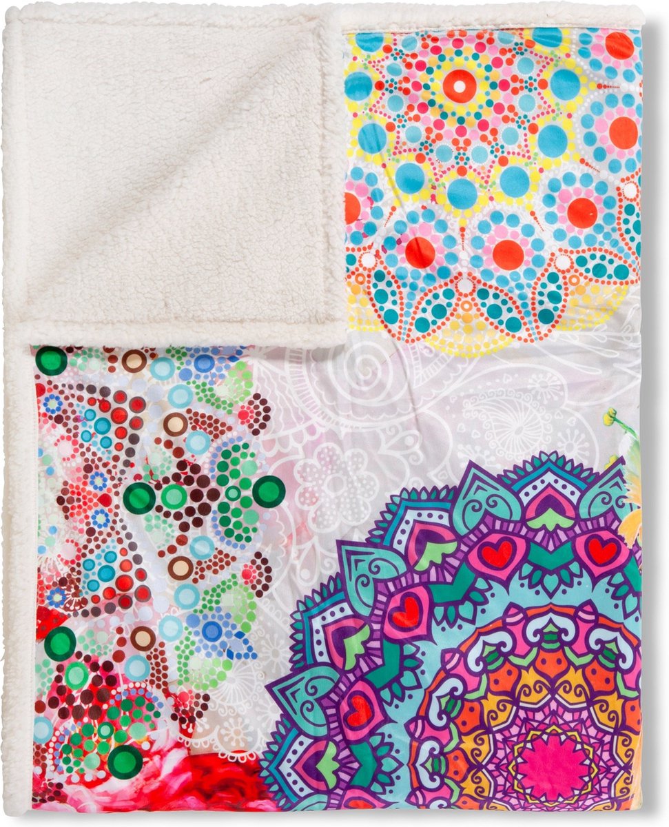 Kleurrijk Plaid 130x160 cm - Bloemen en Vogel Print - Polyester - Voor 1 Persoon - HIP Design