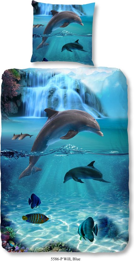 Housse de couette enfant Good Morning – 5586-P – Dauphin – 140 x 200/220 cm – Bleu
