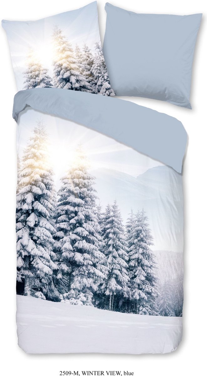 Pure Dekbedovertrek "sneeuwlandschap" - Blauw - (140x200/220 cm) - Microfiber