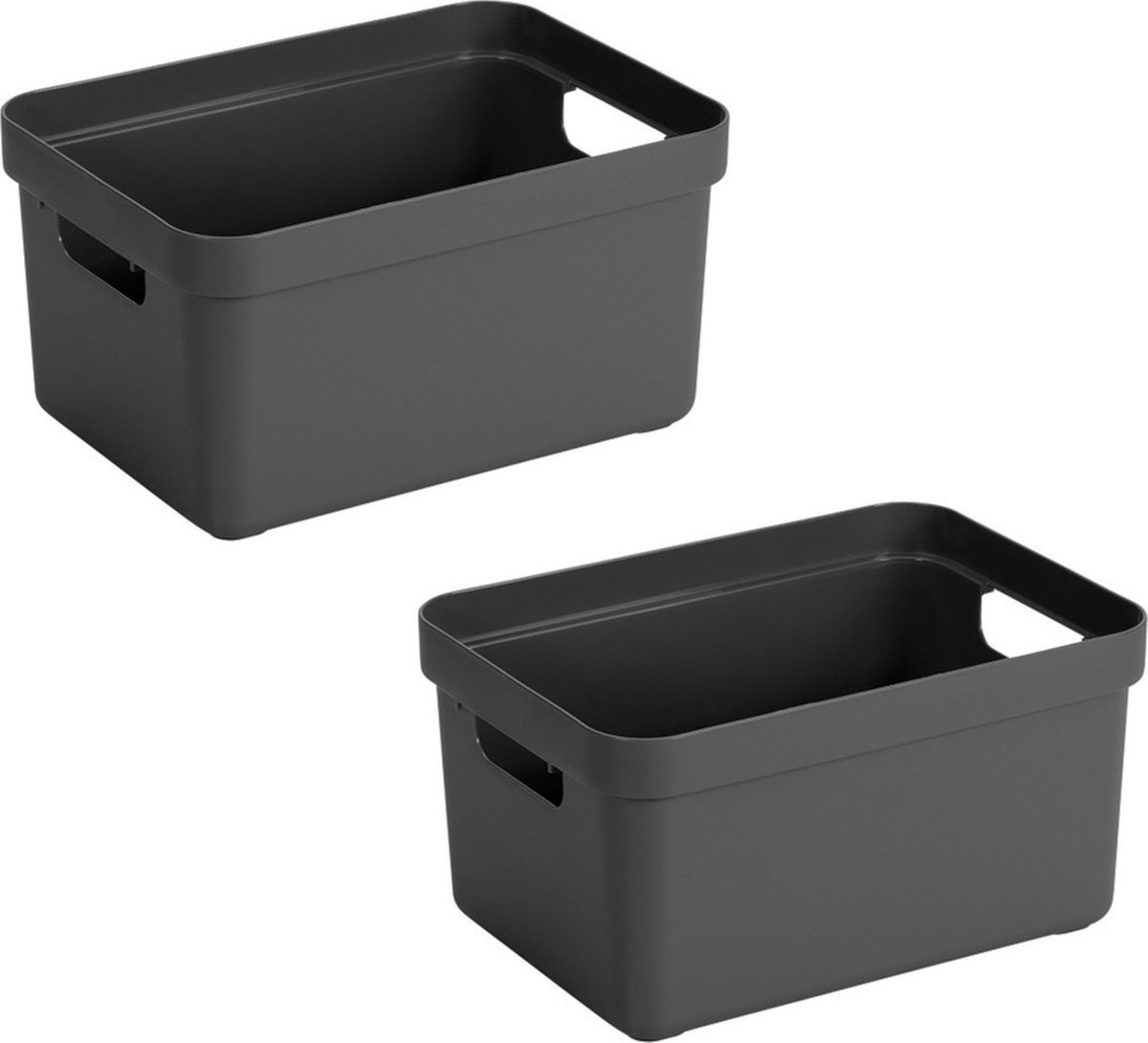 Sunware Opbergbox Sigma - Voordeelset van 6x stuks - kunststof - antraciet - 13 liter - Opbergbakken/opbergers - 35 x 25 x 18 cm Grijs