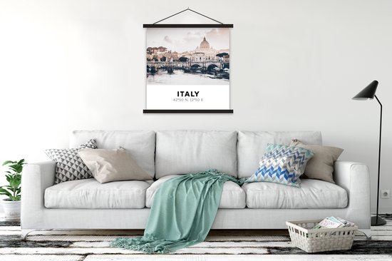 Porte-affiche avec affiche - Affiche scolaire - Rome - Italie - Été - Skyline - Water - 120x120 cm - Lattes noires