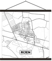 Posterhanger incl. Poster 40x40 cm - Schoolplaat - Kaart - Rijen - Plattegrond - Stadskaart - Textielposter - Zwarte latten - Plattegrond