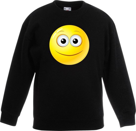emoticon/ emoticon sweater vrolijk zwart kinderen 134/146