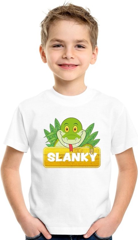 Slanky de slang t-shirt wit voor kinderen - unisex - slangen shirt - kinderkleding / kleding 158/164