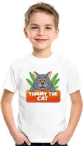 Tommy the Cat t-shirt wit voor kinderen - unisex - katten / poezen shirt - kinderkleding / kleding 146/152
