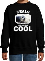 Dieren grijze zeehond sweater zwart kinderen - seals are serious cool trui - cadeau zeehond/ zeehonden liefhebber - kinderkleding / kleding 152/164