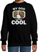 Spaniel honden trui / sweater my dog is serious cool zwart - kinderen - Spaniel liefhebber cadeau sweaters - kinderkleding / kleding 122/128