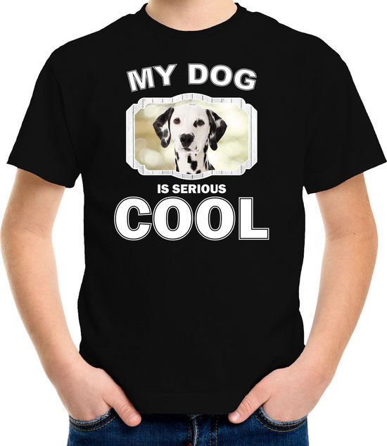 Dalmatier honden t-shirt my dog is serious cool zwart - kinderen - Dalmatiers liefhebber cadeau shirt - kinderkleding / kleding 110/116
