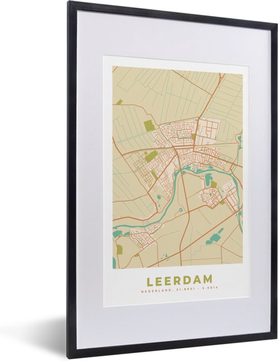 Fotolijst Incl Poster Kaart Plattegrond Leerdam Stadskaart X Cm Bol Com