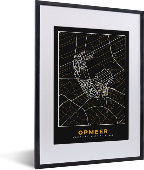 Fotolijst incl. Poster - Plattegrond - Opmeer - Goud - Kaart - Stadskaart - 30x40 cm - Posterlijst