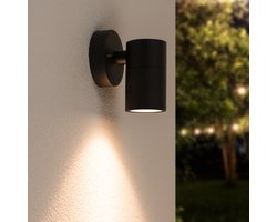 HOFTRONIC Mason - Wandlamp - Zwart - IP44 spatwaterdicht - Exclusief GU10 lichtbron - Dimbaar - Moderne muurlamp - Wandspot - Geschikt als Wandlamp Buiten, Wandlamp Badkamer en binnen - 3 jaar garantie