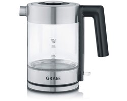 Graef WK300 waterkoker 1 l 2000 W Zwart, Roestvrijstaal, Transparant