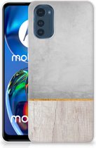 Smartphone hoesje Motorola Moto E32 Backcase Siliconen Hoesje Wood Beton
