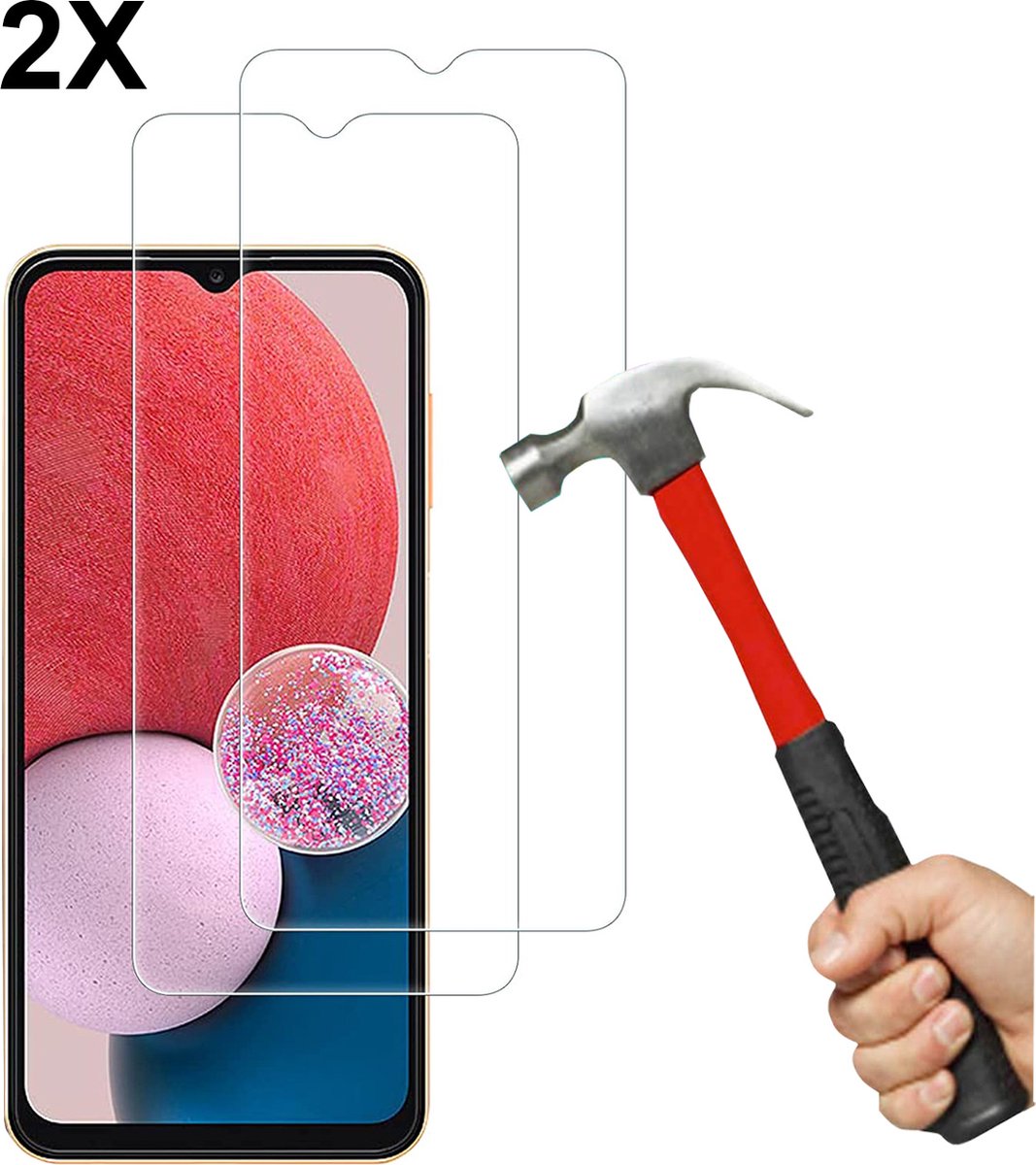 Screenprotector geschikt voorSamsung Galaxy A23 Screenprotector 2X - Tempered Glass – Galaxy A23 Anti Shock screen protector - 2PACK voordeelpack - EPICMOBILE