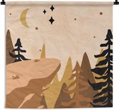 Wandkleed - Wanddoek - Bos - Bohemian - Sterren - Maan - 60x60 cm - Wandtapijt