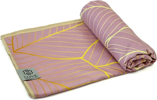Love Generation ● Yoga Handdoek ● Tweezijdig ● Antislip ● Pink Leaves van Merkloos — afbeelding 3