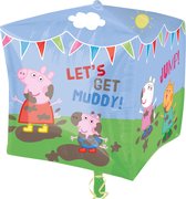 Amscan - Kubus Peppa Pig & Friends Folieballon, 38 x 38 cm