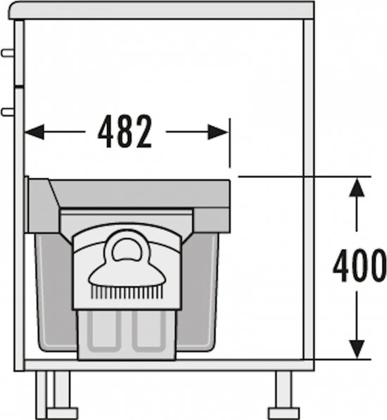 HAILO Tandem - Poubelle encastrable - 2x 15 litres - Avec pelle et balayette (plastique)