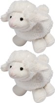 Set van 10x stuks pluche knuffel lammetje/schaap van 16 cm - Kleine schaapjes/schapen knuffelbeesten