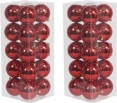 40x Rode kunststof kerstballen 8 cm - Glans - Onbreekbare plastic kerstballen - Kerstboomversiering Rood