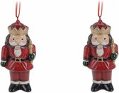 2x Kerstornamenten notenkraker hanger 8 cm - Kerstboomversiering/kerstboomdecoratie kersthangers