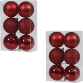 36x Rode kunststof kerstballen 8 cm - Glans/mat/glitter - Onbreekbare plastic kerstballen rood