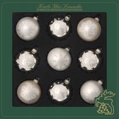 18x stuks luxe gedecoreerde glazen kerstballen zilver 8 cm - Kerstboomversiering/kerstversiering/kerstornamenten