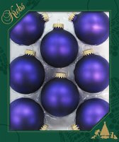16x pcs boules de Noël en verre 7 cm prisme violet velours violet décorations de sapin de Noël - Décorations de Noël/ Décoration de Noël