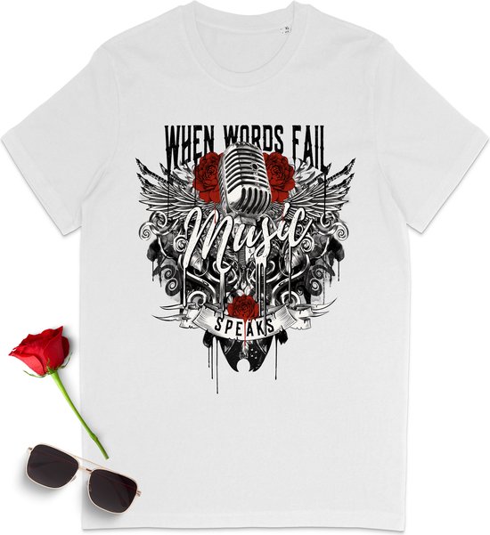 T Shirt met Muziek Quote - Dames en Heren Shirt voor Muziekliefhebbers - Wit - M