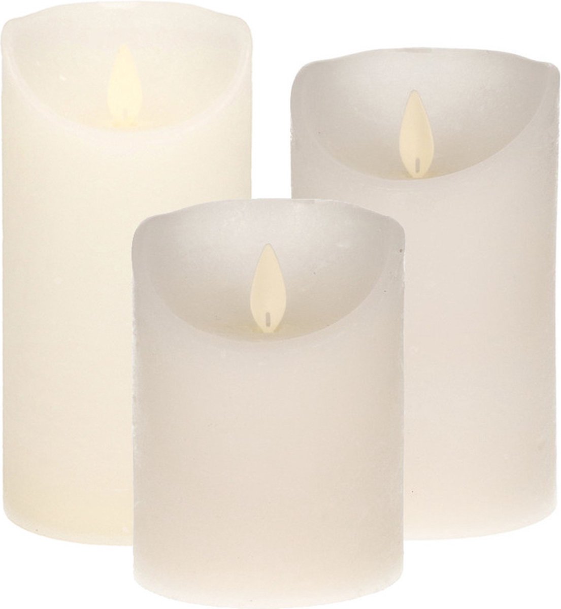 Anna's Collection Set van 3x stuks Sneeuw Witte Led kaarsen met bewegende vlam - Sfeer stompkaarsen voor binnen