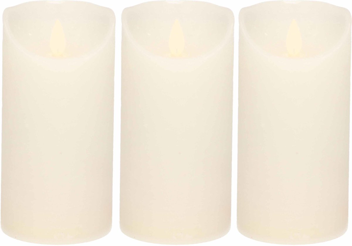Anna's Collection 3x Witte LED kaars / stompkaars 15 cm - Luxe kaarsen op batterijen met bewegende vlam