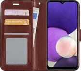 Hoes Geschikt voor Samsung M22 Hoesje Book Case Hoes Flip Cover Wallet Bookcase - Bruin.