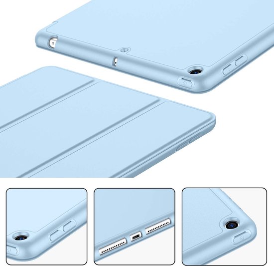 étui pour ipad 2021 avec porte-crayon bibliothèque intelligente Blauw clair - étui pour ipad 9e génération 10.2 - étui pour ipad 2021 avec pomme Pencil Box