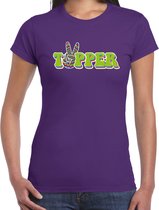 Toppers Jaren 60 Flower Power Topper verkleed shirt paars met psychedelische peace teken dames - Sixties/jaren 60 kleding L