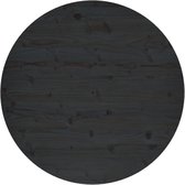 vidaXL Tafelblad Ø90x2.5 cm massief grenenhout zwart