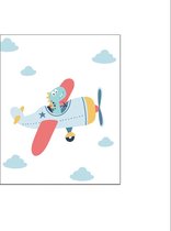 PosterDump - Dinosaurus in vliegtuig - Baby / kinderkamer poster - Dieren poster - 70x50cm