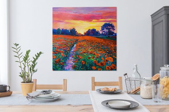 Toile - Peinture - Fleurs - Nature - Peinture à l'huile - 90x90 cm - Toile Nature - Toile Toile - Décoration murale