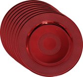 Kerst onderborden - D33 cm - rood - set 8x stuks - rond - kunststof